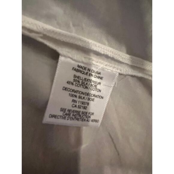 Helmut Lang Boxy Short Sleeve Multi media Collarless Top Cotton Silk Ivory - Picture 6 of 6